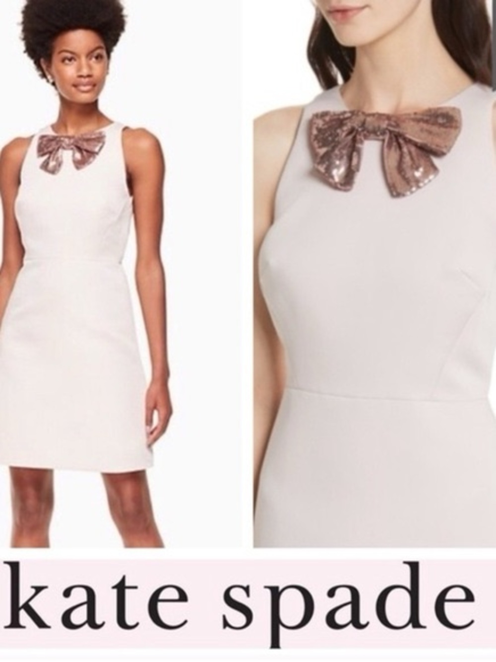 kate spade Blush Pink Sleeveless Sheath Dress with Sequin Bow